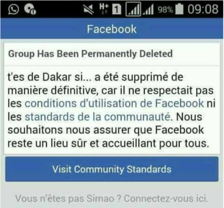 Facebook a fermé « T’es de Dakar si… »