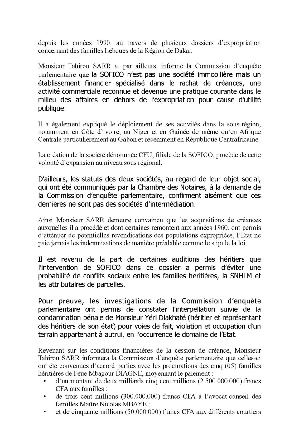 AFFAIRE DES 94 MILLIARDS : La Commission d'enquête parlementaire blanchit Mamour Diallo et enfonce Ousmane Sonko