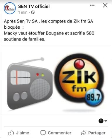 Les comptes de Zik Fm bloqués