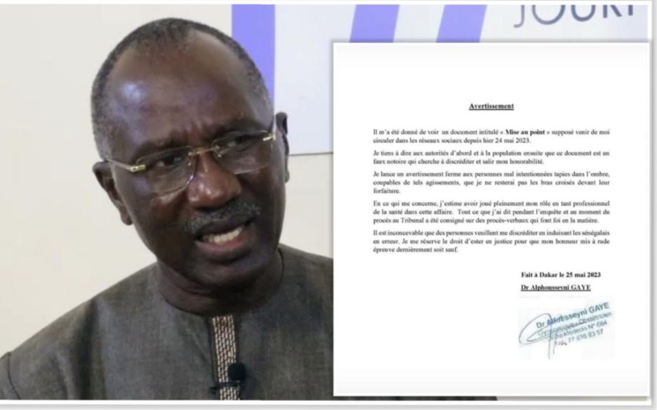 Fake news dans le second communiqué du Dr Alfousseyni Gaye