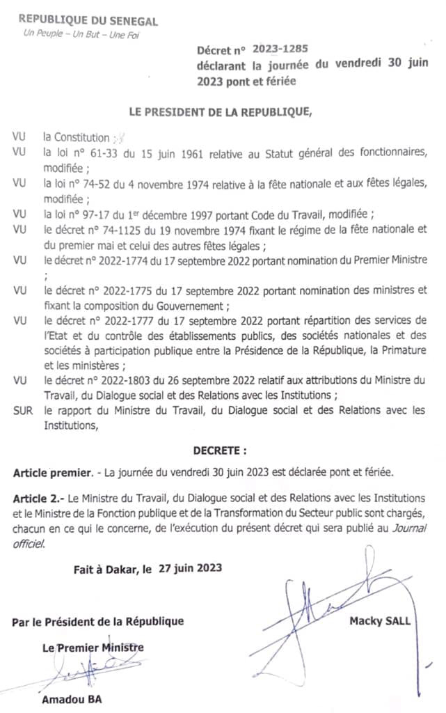 Célébration de la Tabaski : Le président Macky Sall déclare le vendredi férié