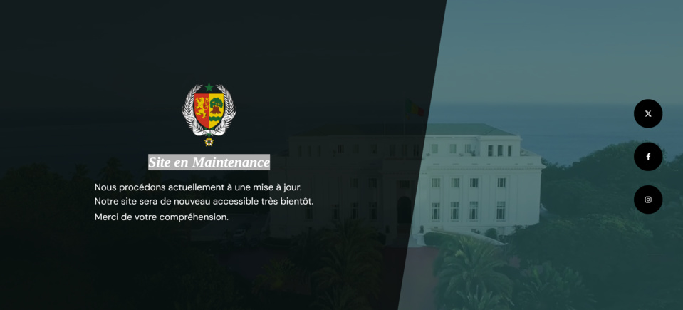 le site de la presidence en mantenance