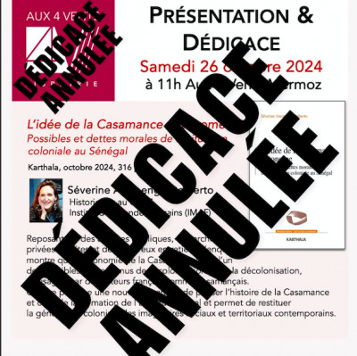 «L’idée de la Casamance autonome, Possibles et dettes morales de la situation coloniale au Sénégal», la dédicace du livre annulée