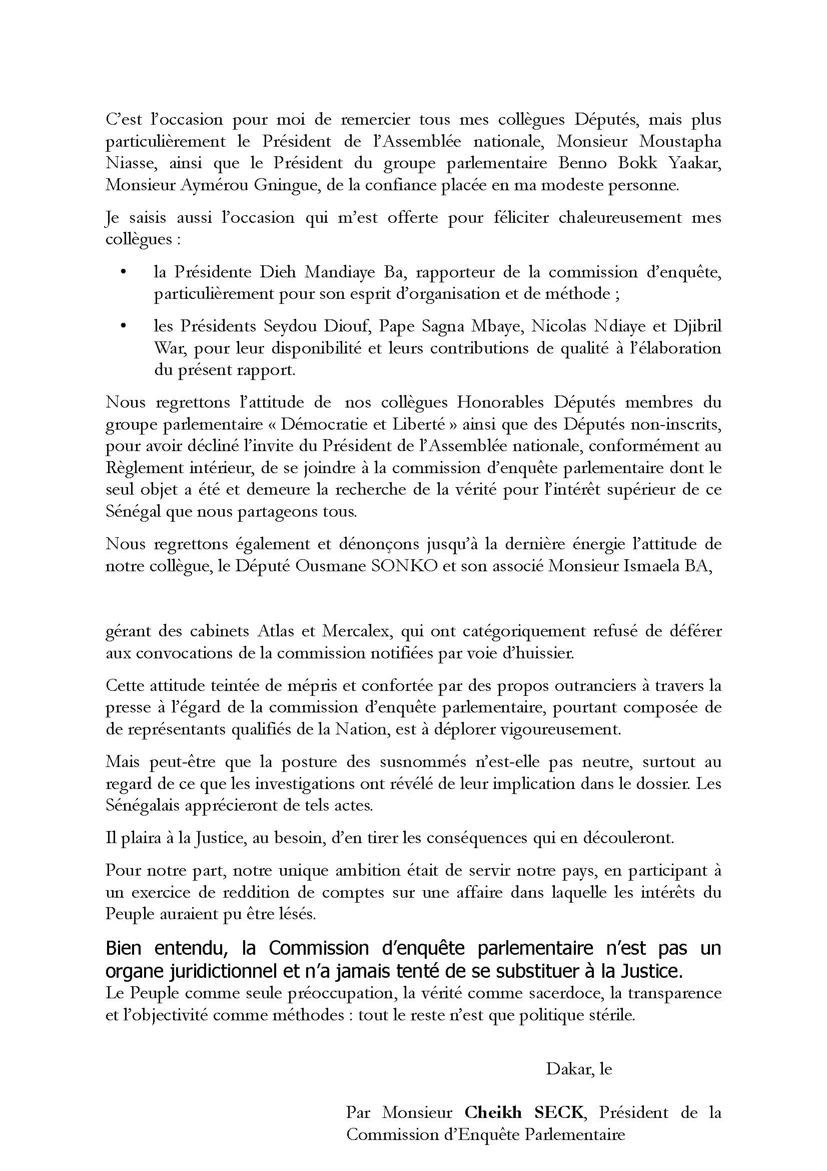 AFFAIRE DES 94 MILLIARDS : La Commission d'enquête parlementaire blanchit Mamour Diallo et enfonce Ousmane Sonko