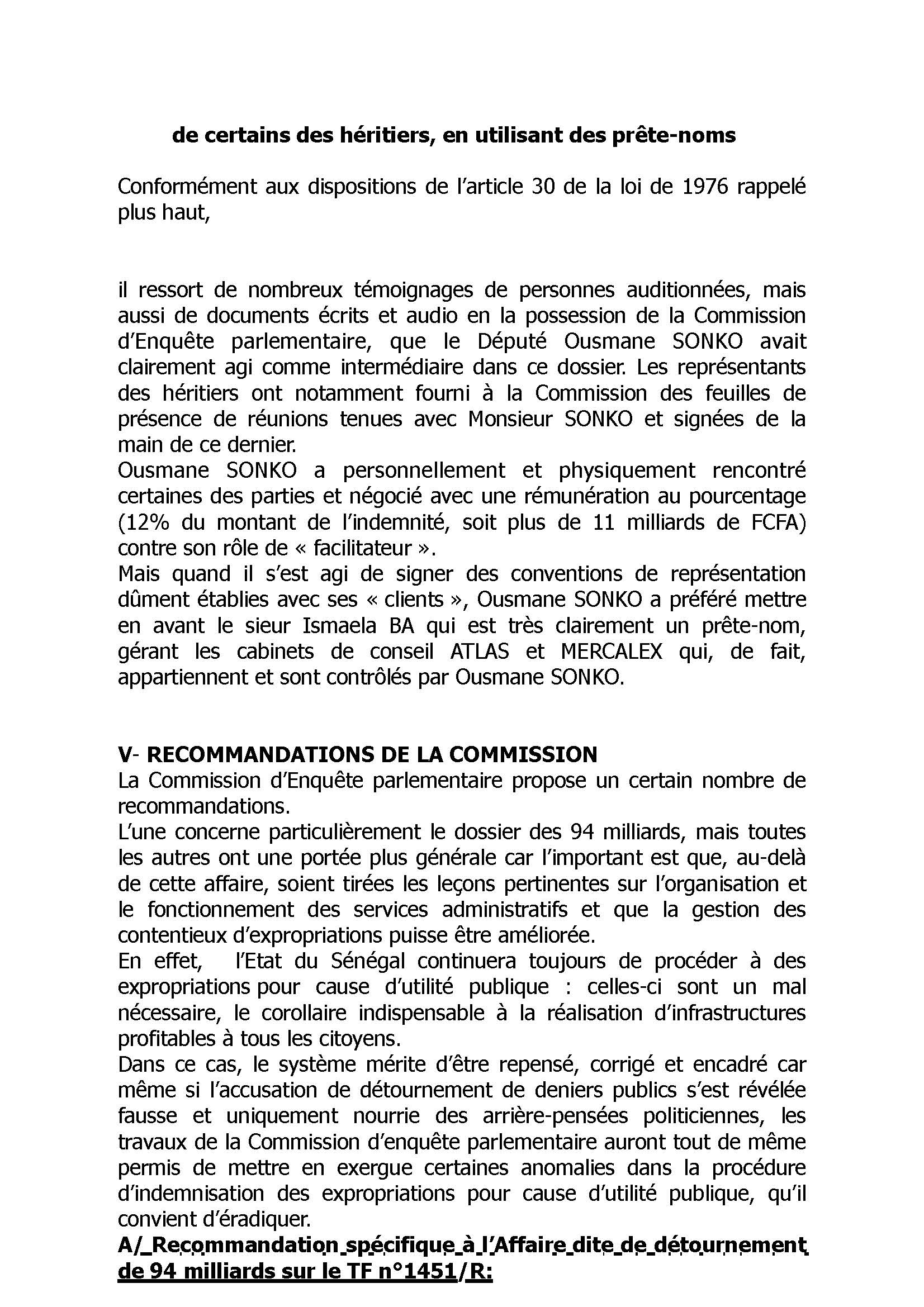 AFFAIRE DES 94 MILLIARDS : La Commission d'enquête parlementaire blanchit Mamour Diallo et enfonce Ousmane Sonko