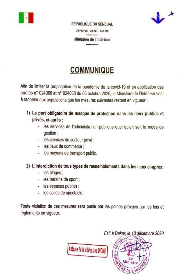 Riposte contre la Covid-19 : Antoine Félix Diome exige le port obligatoire du masque et fait annuler les fêtes de fin d’année