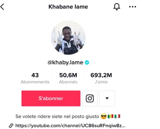 POUR AVOIR SOUTENU SON COMPATRIOTE KALIDOU KOULIBALY VICTIME DE CHANTS RACISTES  La plus grande star de TikTok, Khaby Lame, perd des abonnés