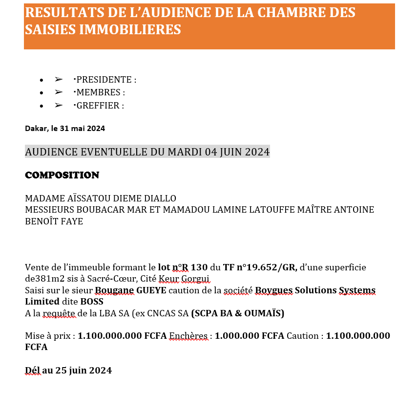 Très mauvaise nouvelle pour Bougane Gueye Dani : son immeuble est mis en vente aux enchères pour 1milliard 100 millions de francs CFA.