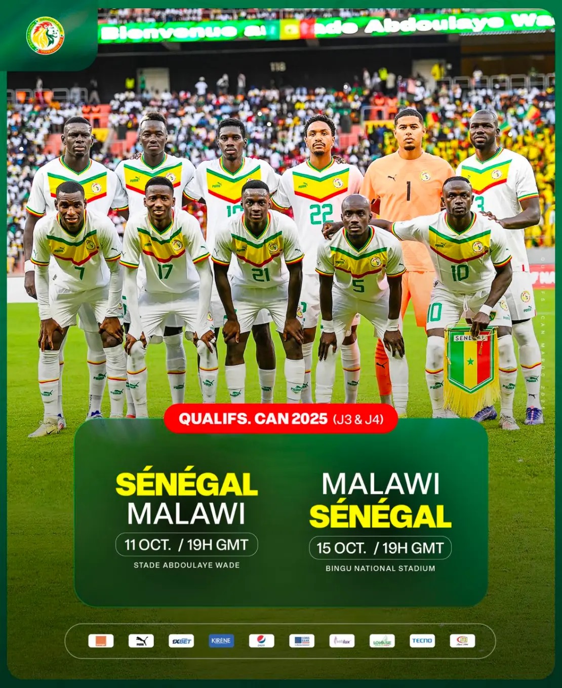 QUALIFICATION CAN 2025 : SENEGAL-MALAWI CE SOIR A 19H GMT AU STADE ABDOULAYE WADE Baptême de feu pour le duo Thiaw-Pellerin