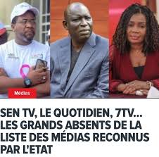 Médias reconnus : La Sentv, 7tv et Le Quotidien sur la liste