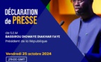 Le Président Bassirou Diomaye Faye fera une déclaration de presse ce vendredi à 21 heures